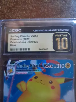 Surfing Pikachu VMaX pokemon 2021 Celebration 009/025Holo CGS Pristine 10 - Image 2