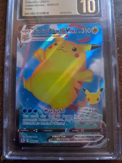 Surfing Pikachu VMaX pokemon 2021 Celebration 009/025Holo CGS Pristine 10 - Image 3
