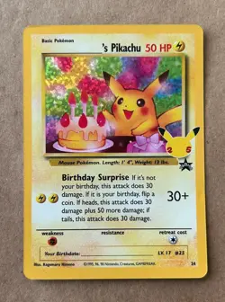 Celebrations Birthday Pikachu 24/53 Black Star Promo Pokemon J - Image 1