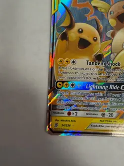 Pokemon Raichu & Alolan Raichu GX Ultra Rare Full Art TAG TEAM Holo 54/236 - Image 5