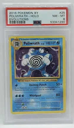 2016 Pokemon XY Evolutions Holo #25 - PSA MINT 8 - POLIWRATH - Image 1