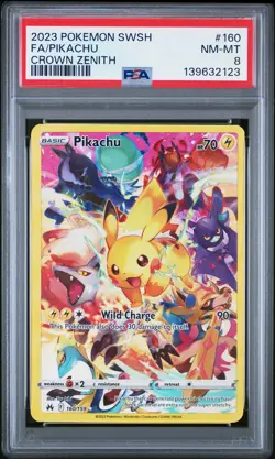 Pikachu 160/159 Sword Shield Crown Zenith Pokemon PSA 8 - Image 1