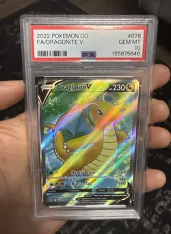 2022 POKEMON TCG POKEMON GO DRAGONITE V 076/078 FULL ART RARE PSA 10 GEM MT - Image 1
