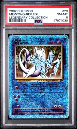 2002 POKEMON LEGENDARY COLLECTION #29 MEWTWO-REVERSE FOIL PSA 8 - Image 1
