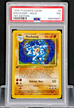 1999 Pokemon Machamp 8/102 Base Set 1st Edition Holo Rare PSA 7 - Image 1