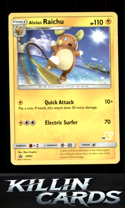 Alolan Raichu - SM65 (#25 Pikachu Stamped) SM65 Pokemon Promo Battle Academy Car - Image 1