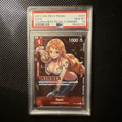 Bandai One Piece CCG 2023 Promo Nami Winner ST01-007 Foil PSA 10 - Image 1