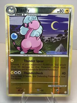 CREASED Flaaffy 42/123 Reverse Holo HeartGold SoulSilver AUTHENTIC Pokemon Card - Image 1