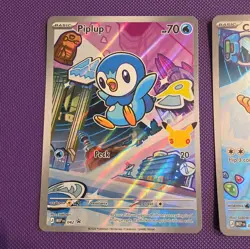 Pokemon TCG - Chimchar MEP 041 & Piplup MEP 042 - First Partner Collection - NM - Image 2
