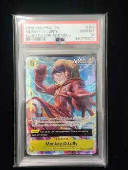 2025 ONE PIECE PROMOS ILLUSTRATION BOX VOL.3 #109 MONKEY D. LUFFY PSA 10 - Image 1