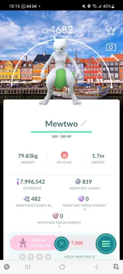 Pokemon Go Shiny Legendary Mewtwo ( Denmark Background) ( MAX CP ) - Image 1