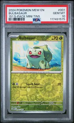 2024 POKEMON MEW EN-151 151 5-PACK MINI TIN #001 BULBASAUR PSA 10 - Image 1