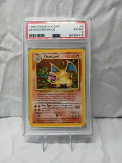 1999 Pokemon Game Charizard-Holo #4 Ex-Mt PSA 6 Rare Vintage Old Card 02/102 - Image 1