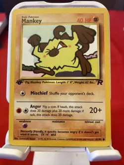 Pokemon TCG Team Rocket #61/82 Mankey 1st Edition | NM - Image 1