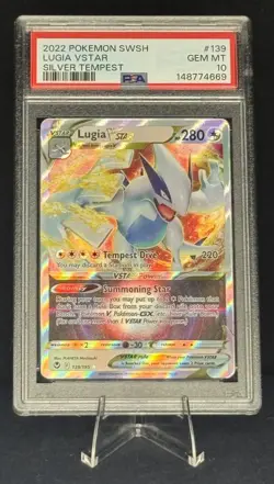 Pokemon TCG 2022 Silver Tempest Lugia VSTAR 139/195 UR Holo EN PSA 10 - Image 1