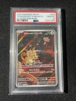 The Pokemon Company Team Rocket's Meowth 203/182 PSA 10 IR Holo Full Art - Image 1