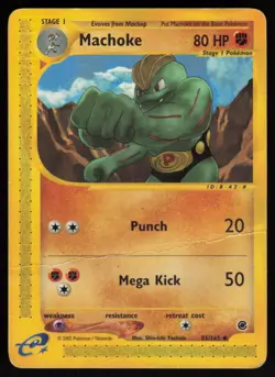 E-Reader Machoke 085/165 Expedition Pokemon TCG Card creased bottom half - Image 1