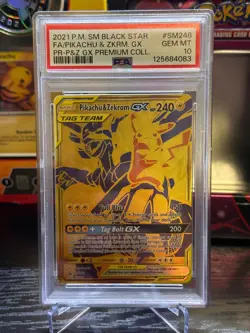 2021 POKEMON SM BLACK STAR PROMO #SM248 FULL ART/PIKACHU & ZEKROM GX PSA 10 - Image 1