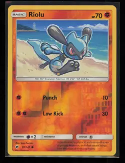Riolu 70/147 Pokemon Burning Shadows Common Near Mint Reverse Holo - Image 1