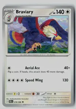 Braviary 078/086 Uncommon Black Bolt Pokemon NM - Image 1
