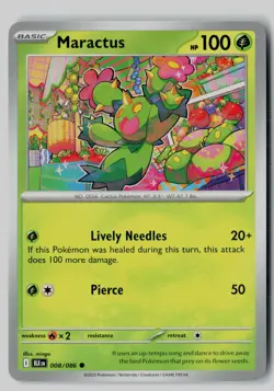 Maractus 008/086 Common Black Bolt Pokemon NM - Image 1