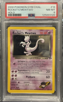 2000 POKEMON GYM CHALLENGE HOLO #14 ROCKET'S MEWTWO PSA 8 - Image 1