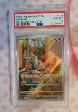 PSA 10 Mimikyu 075 Promo Paldean Fates ETB English Pokemon Card Gem Mint - Image 1