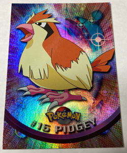 Pidgey 1999 Pokemon Topps TV Animation Series 1 Rainbow Foil #16 Blue Logo LP - Image 1