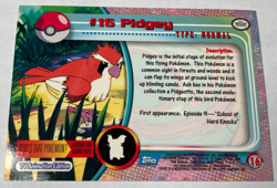 Pidgey 1999 Pokemon Topps TV Animation Series 1 Rainbow Foil #16 Blue Logo LP - Image 2