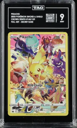 Pokemon TCG Pikachu Crown Zenith Secret Rare Full Art 160/159 TAG 9 - Image 1