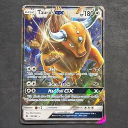 Pokemon Card TCG Sun & Moon Base Set Tauros GX 100/149 Ultra Rare Holo HP - Image 1