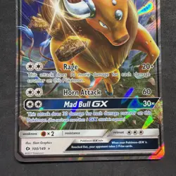 Pokemon Card TCG Sun & Moon Base Set Tauros GX 100/149 Ultra Rare Holo HP - Image 4