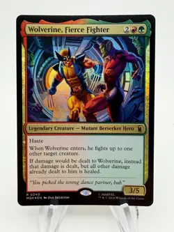 MTG Marvel Super Heroes WOLVERINE, FIERCE FIGHTER Foil Rare #240 - Image 1