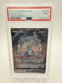 2023 POKEMON SWORD & SHIELD CROWN ZENITH #GG48 FULL ART/ZACIAN V - PSA 9 - Image 1