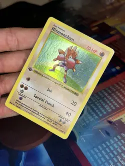 1999 Pokemon Base Set 1st Edition Hitmonchan Shadowless Holo 007/102 LP/MP - Image 5