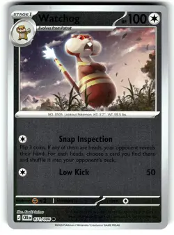 Pokemon Watchog 071/086 ME04: Chaos Rising Common Reverse Holo NM - Image 1
