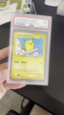 2008 POKEMON JAPANESE BONDS TO THE END OF TIME SURFING PIKACHU-HOLO #089 PSA 9 - Image 2