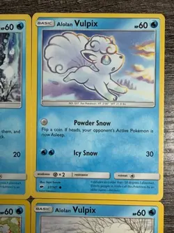 4 POKEMON NON HOLO ALOLAN VULPIX 30/156 + 21/145 + 27/147 + 39/236 + 53/214 LP - Image 3