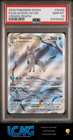 2023 Pokemon Crown Zenith #GG40 Glaceon Vstar PSA 10 - Image 1