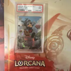 2025 DISNEY LORCANA EN 7 - ENCHANTED MICKEY MOUSE INSPIRATIONAL WARRIOR PSA 9 - Image 1