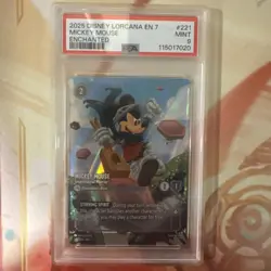 2025 DISNEY LORCANA EN 7 - ENCHANTED MICKEY MOUSE INSPIRATIONAL WARRIOR PSA 9 - Image 2