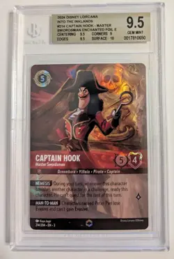 Disney Lorcana Captain Hook Master Swordsman 214 Enchanted GEM MINT BGS 9.5 - Image 1