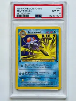 Pokemon TCG Tentacruel 1st Edition Card 44/62 Fossil 1999 - FRESHLY GRADED PSA 8 - Image 1