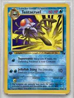 Pokemon TCG Tentacruel 1st Edition Card 44/62 Fossil 1999 - FRESHLY GRADED PSA 8 - Image 2