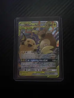Pokemon TCG Raichu and Alolan Raichu GX Tag Team Ultra Rare Card 54/236 - Image 1