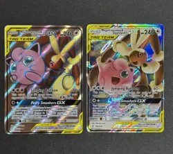 Mega Lopunny & Jigglypuff GX 225/236 AND 165/236 Cosmic Eclipse Pokemon TCG NM - Image 1