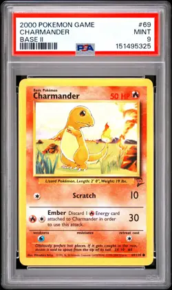 2000 Pokemon Game Base Ii #69 Charmander Base Ii PSA 9 - Image 1