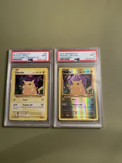 2016 POKEMON XY EVOLUTIONS PIKACHU - REVERSE HOLO AND CRACKED ICE PSA 9 BUNDLE - Image 1
