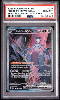 2025 POKEMON DRI EN-DESTINED RIVALS #231 TEAM ROCKET'S MEWTWO EX PSA 10 - Image 1