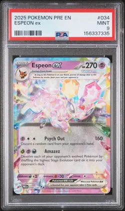 2025 Pokemon Espeon EX #034 PSA 9 MINT PRE Prismatic Evolutions - Image 1